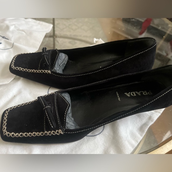 PRADA Scramosciato Black Italian Suede Leather Flats/ Loafers  Sz 36- US Size  6 - Picture 2 of 16